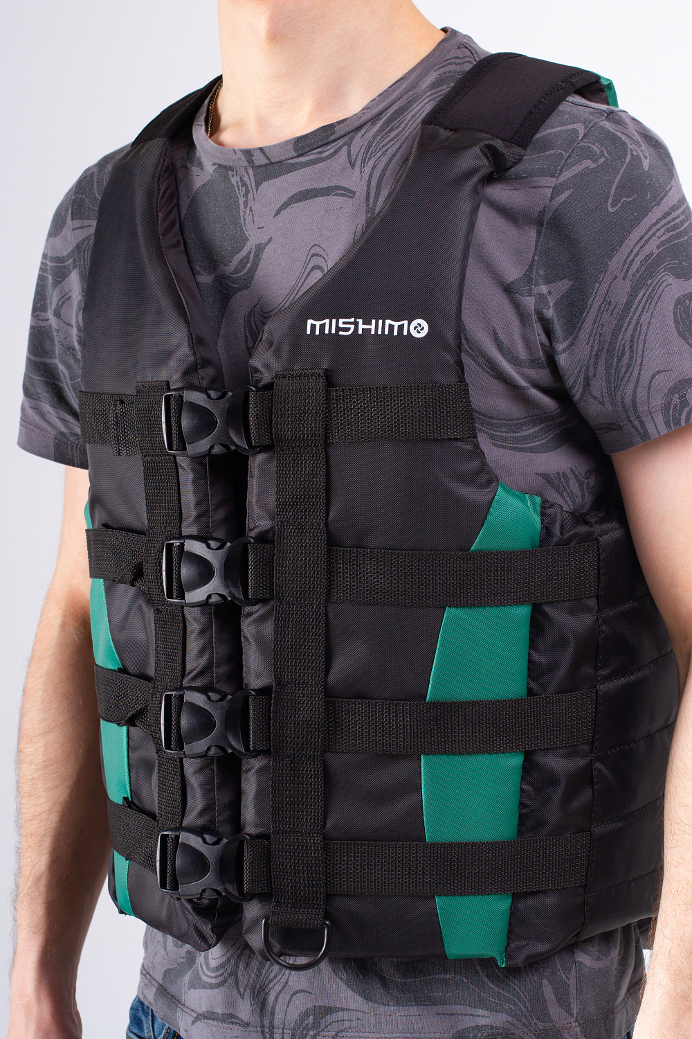 Жилет спасательный MISHIMO PRO Премиум качества Черно-зеленый в Ульяновске