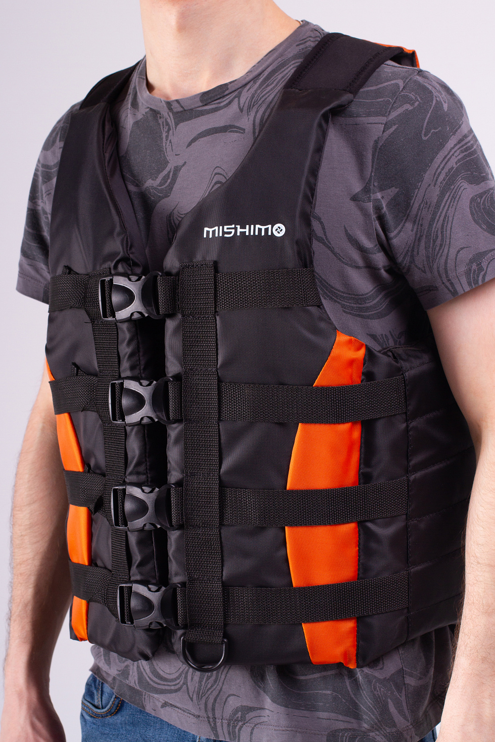 Жилет спасательный MISHIMO PRO Премиум качества Черно-оранжевый в Ульяновске